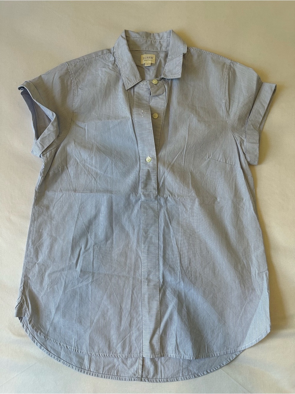 J. Crew Light Blue Short Sleeve Button-Front Shirt, sz Small